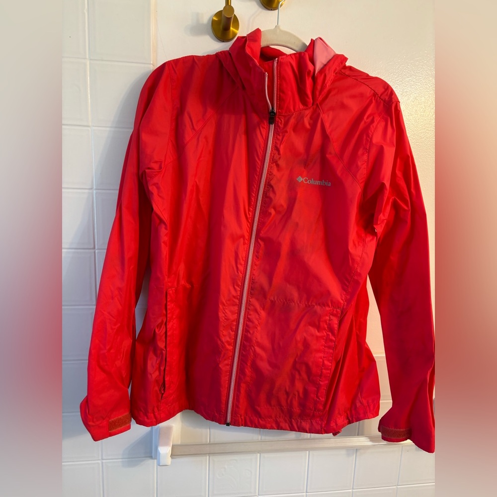 Columbia women’s coral rain jacket.